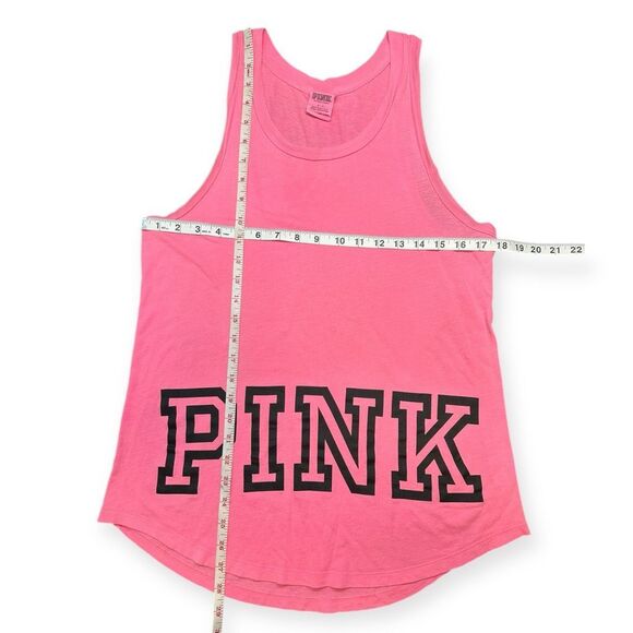 PINK VICTORIA’S SECRET Women’s Hot Pink Logo Racerback Tank Top Size Small - Picture 6 of 6